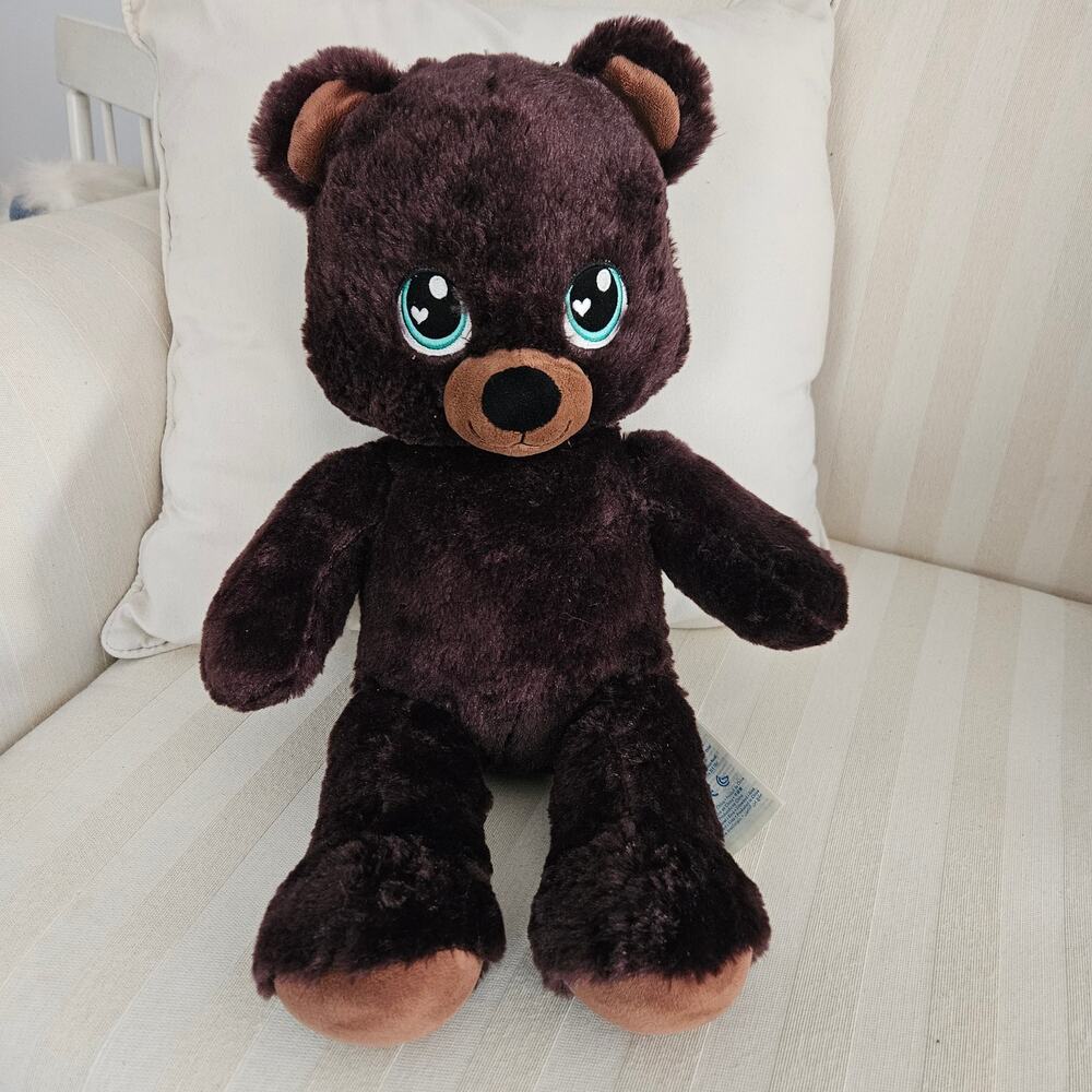 SALE Build A Bear 2016 Brown Bear Heart Eyes 18" Plush Stuffed Animal Toy